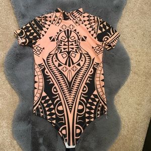 Salmon and black bodysuit